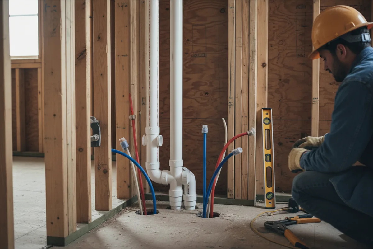 Drain and supply rough-in during Leak Detection in Bainbridge