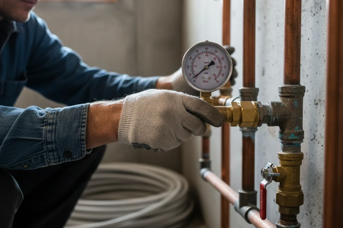 Pressure testing a repaired line during Water Line Repair in Bainbridge